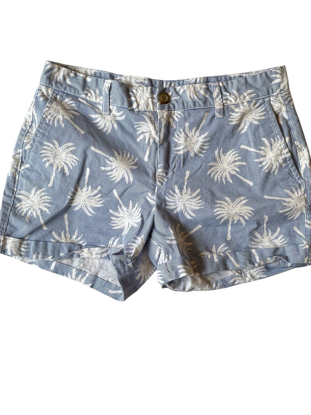 Gap khaki chino Girlfriend shorts 2 Blue striped Palm trees Resortwear Vacation